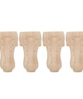 European Style Engraved Wooden Furniture Feet Carved Legs For Sofa Cabinet Table, solid rubber wood, set of four.