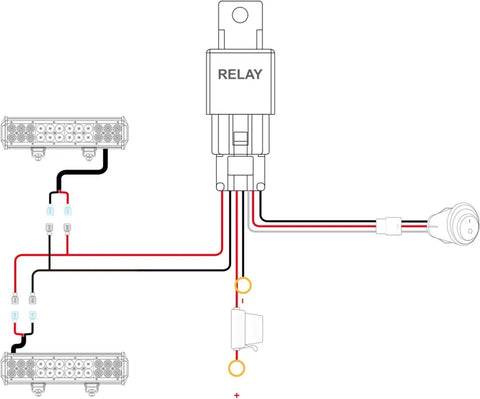 Diagram of 2 Pack 16AWG LED Light Bar Wiring Harness Kit With 2 Leads 12V On Off Switch Power Relay And Blade Fuse