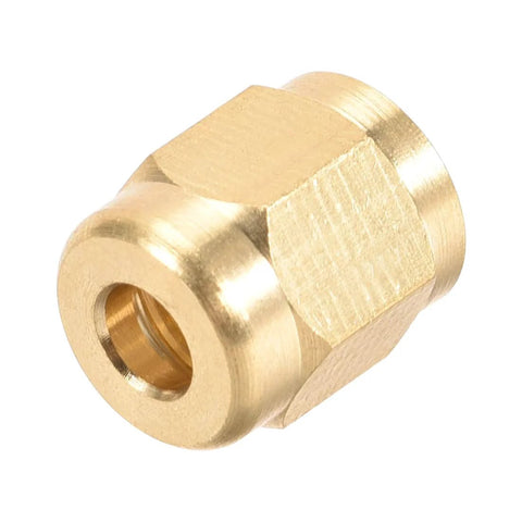 Brass compression tubing nut for M8x4mm fitting; hexagonal body.