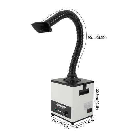 Heavy Duty Pro Grade Solder Smoke Fume Extractor with 100W power, three stage filtration, HEPA and activated carbon filter, side view