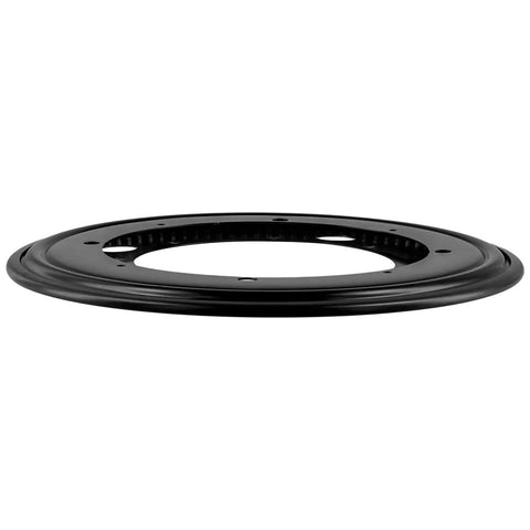 Buttery Smooth 9 Inch Lazy Susan Turntable Hardware 6 Pack Heavy Duty Cold Rolled Steel Base For Kitchen Serving Trays No Sweat Anti Rust Silent Spinning Platform edge view of black steel turntable base