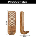 Top Tier Boho Wood Peel And Stick Wall Hooks showing 10 cm height and 3 cm projection for securely hanging keys and hats.