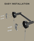 Matte Black Toilet Paper Holder With Double Post Pivoting Roll Arm For Wall Mount Heavy Duty Stainless Steel And Zinc Alloy Detachable Design