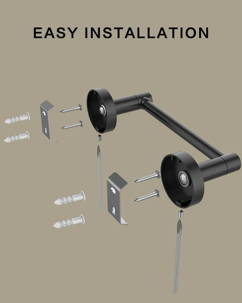 Matte Black Toilet Paper Holder With Double Post Pivoting Roll Arm For Wall Mount Heavy Duty Stainless Steel And Zinc Alloy Detachable Design