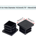12 Pack 19mm Square Plastic Plugs End Caps for Square Tubing Black 19mm x 19mm Fit for Tubing with Inside Diameter 0.50 to 0.69 Inches
