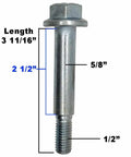 Premium 4Pk Deck Wheel Bolt Replacement 018-0010-00 Cub Cadet Riding Mower Rig with measurements 3 11/16 inch length, 1/2 inch thread.