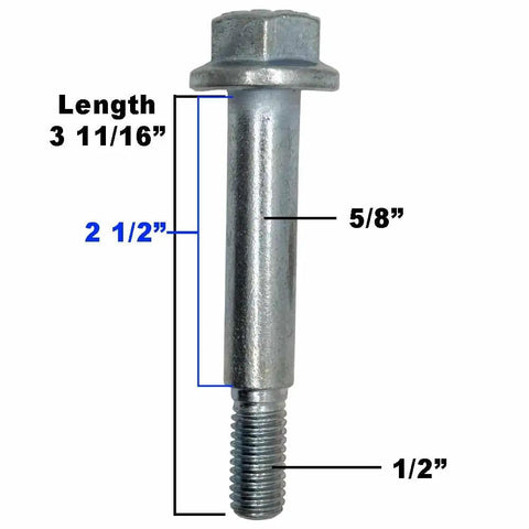 Premium 4Pk Deck Wheel Bolt Replacement 018-0010-00 Cub Cadet Riding Mower Rig with measurements 3 11/16 inch length, 1/2 inch thread.