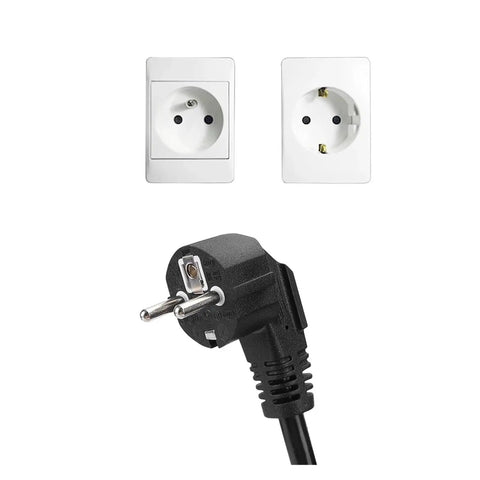 Portable Level 2 EV Charger With 16A 3.5kW Adjustable Current Type 2 Connector plug showing two wall outlets