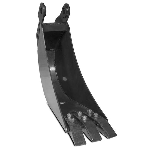 8-Inch Wide Backhoe Bucket With Three Carbon Steel Teeth, Hydraulic Tilt Attachment For Excavators And Backhoes, Bolt-On Teeth