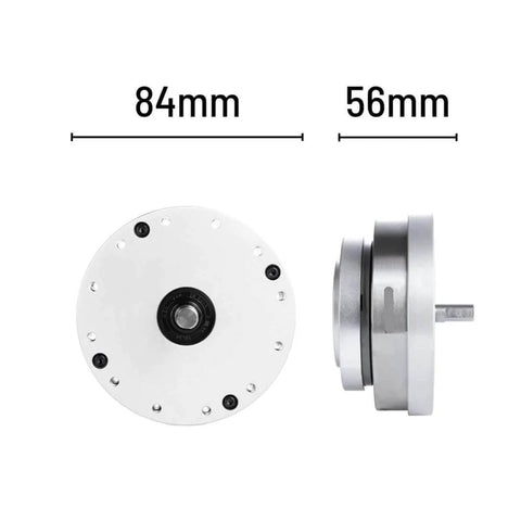 Strain Wave Gearbox HS17IV with Ultra High Torque for robotic arm servo motors, dimensions 84mm x 56mm, shown front and side view.