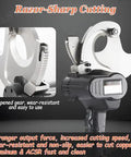 Heavy Duty Ratchet Cable Cutter Chops Through Thick Copper Aluminum And ACSR Wiring Quick With Solid Charge Lithium Batteries And Ergonomic Non Slip Handle For Effortless Pro Electrical Work, showcasing razor-sharp blade and ergonomic design.