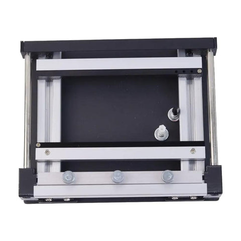 Top view of Manual SMT Solder Paste Printing Table With Steel Mesh, showing adjustable metal frame and black platform detail.