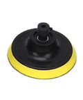 Aramox Cordless Mini Bench Grinder Polisher With 100W Motor And 6 Speed Settings features a yellow polishing pad attachment for detailed work.