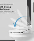 Electric Bidet Smart Toilet Seat For Elongated Bowls showing soft-closing mechanism for easy lid operation.