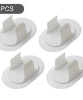 Four white plastic pieces from Washing Machine Hose Clamp Kit No Drill Wall Mount For 30 To 38 mm Hoses White Four Pack