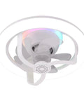 Lonfgrc Aromatherapys Oscillating Ceiling Fan Light with Multiple Lighting Modes for Living Room Home Restaurant Comfort White view from below with colorful light.