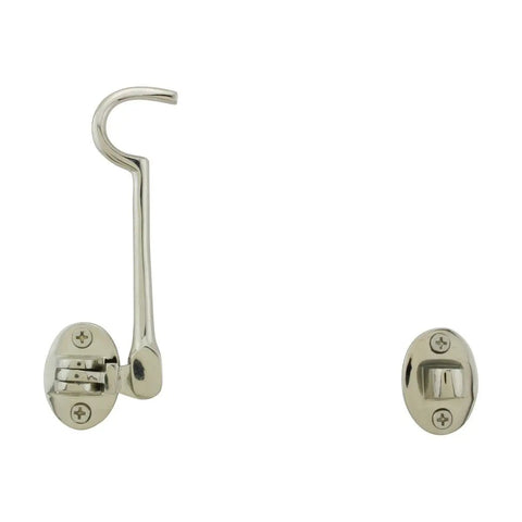 Hella Heavy Duty Solid Cast Brass Swivel Eye Hook Latch With Glimmering Polished Nickel Finish Top Shelf Gate And Cabinet Door Hardware Rust Proof Easy Snap Install Badass Reliable Build
