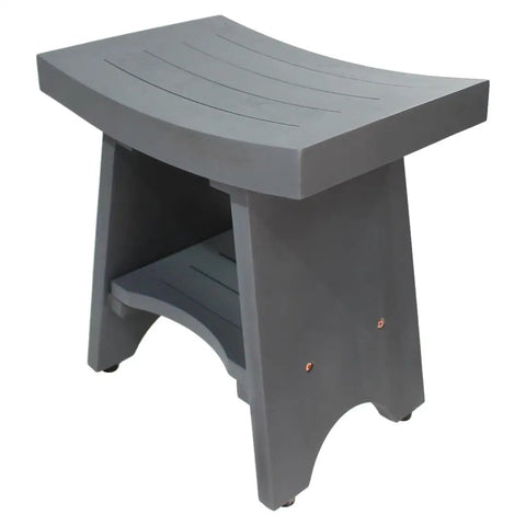 18 Inch Teak Shower Bench Stool Waterproof Non Slip With Full Length Shelf For Inside Shower Heavy Duty Safety Storage And Organization