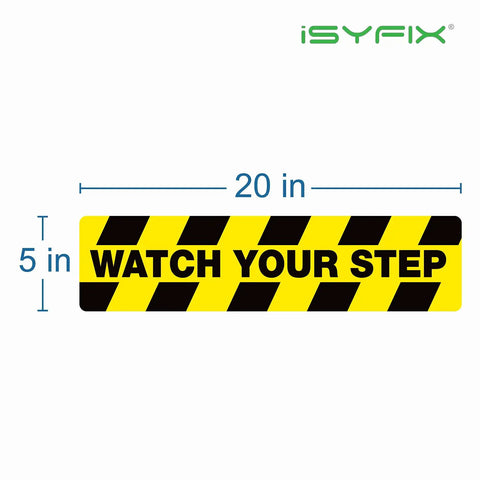 Watch Your Step Floor Decals 6 Pack 20x5 Inch Self Adhesive Vinyl Laminated No Slip Anti Slip Safety Stickers For Indoor Outdoor Use