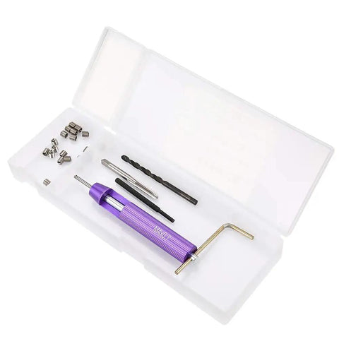 Pro Grade M4 0.7 Thread Repair Kit With Stainless Steel Wire Thread Inserts And Installation Tools For Auto Repair Complete Set With Drill Tap And Wire Inserts Easy Storage Durable Heavy Duty Fix, open case with tools