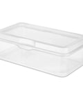 Six Pack Large Clear Plastic Storage Box With Hinged Lid, Stackable Multipurpose Organizer For Art And Craft Supplies, Photos, CDs, Tools, Meds And Everyday Home Or Office Clutter