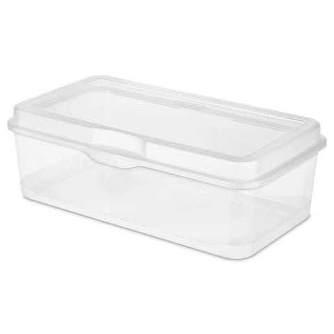 Six Pack Large Clear Plastic Storage Box With Hinged Lid, Stackable Multipurpose Organizer For Art And Craft Supplies, Photos, CDs, Tools, Meds And Everyday Home Or Office Clutter