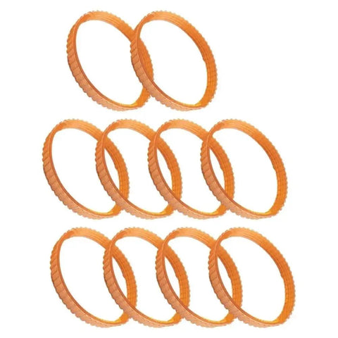 10 Pcs Heavy Duty Drive Belt For F20A Electric Planer Replacement Parts, ten orange rubber belts, designed for smooth low noise operations.