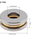 Front view of CLAHJQX F8-19M thrust ball bearing, 8 mm bore, 19 mm OD, 7 mm thick, gold inner ring