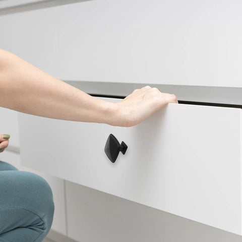 Sleek Black Aluminum Cabinet Knobs Featuring Smooth Texture No Sweat Installation For Kitchen Bedroom Drawer Pulls Modern Cupboard Handles Six Piece Home Refresh Kit on drawer