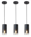 Super Cool Three Pack Black Gradient Glass Pendant Lights Adjustable Modern Industrial Fixtures for Kitchen Island