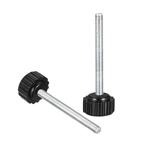 2 Pack M4 X 40mm Knurled Thumb Screws Zinc Plated Carbon Steel Clamping Knobs with heavy grip for workshop projects.