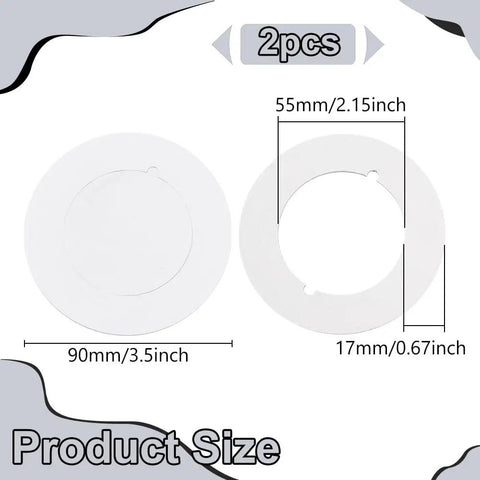 Two Pack Round Door Knob Plates Filler And Repair Backplate Set For Loose Knobs And Damaged Areas size diagram.