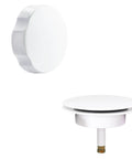 27 Inch Cable Drive Bathtub Drain Trim Kit With White Powder Coated Rotary Knob Standard Pop Up Stopper Strainer Plate