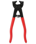 Ergonomic Handheld Glass Nipper And Tile Cutter With Carbon Steel Grip shown with red rubber handles.