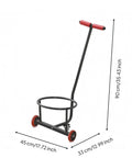 Manual Transport Cart for Buckets and Loads, Two Wheel Hand Truck With Circular Angled Handle, Foam Cushioned Grips, Easy Rolling Carrier for Home, Patio, Garage, and Light Outdoor Use, Black Carbon Steel; 90 cm tall