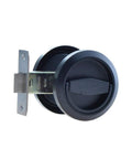 Hidden Recessed Cup Cabinet Locks And Drawer Handles, 304 stainless steel, black finish, keyless locker hardware, side view.