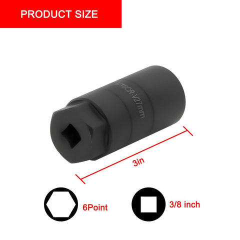 Six Point Oil Pressure Sensor Socket For Three Eighths Inch Drive Vehicles Pro Grade Quick Removal Tool For Oil Sending Unit 1-1/8 Inch Hex