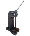 Heavy Duty 3 Ton Ratchet Arbor Press Featuring Rapid Ram Action And Counterweighted Handle side view showcasing solid metal structure.