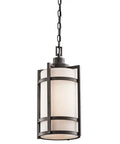 Camden Outdoor Pendant 1-Light Anvil Iron Finish With Opal Etched Glass, Cast Aluminum Fixture For Damp Outdoor Spaces