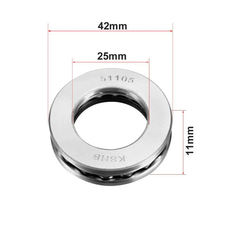 Thrust Ball Bearings 25mm By 42mm By 11mm Chrome Steel ABEC3 Single Row Set Of 2 with dimensions displayed