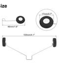 RC Airplane Landing Gear Wheels Set For Toys And DIY RC Aircraft, front 46mm, rear 105mm, size diagram.