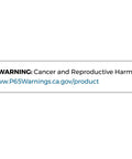 Warning label about cancer and reproductive harm with website link for more information.