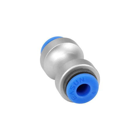 Two Piece Teflon Tube Connector High Flow 3D Printer Filament Feed Adapter view of aluminum alloy and pom design.