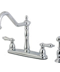 Heritage 8 Inch Centerset Kitchen Faucet With Solid Brass Construction And Polished Chrome Finish, four-hole deck mount