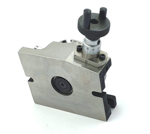 Compact 80mm Rotary Table With 3 Inch Regular Size, ER20 Collet Adapter, M6 Clamp Kit, 360 Degree Dial, close-up view