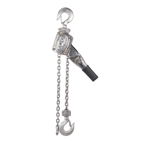 Heavy Duty 304 Stainless Steel Hand Chain Hoist That Is Super Lightweight And Built Like A Tank For Lifting Up To 3 Tons showing lever and chain detail.
