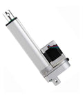 Heavy Duty Nema17 Stepper Motor Linear Actuator With Straight Up Smooth Dc Push Rod Built Tough For Precision Motion Control and Industrial Automation Hella Reliable, showing side view with silver metallic finish.