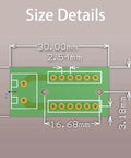 Diagram showing dimensions of 5Pcs 2x6 Terminal Block Distribution Module With 2P Screw Terminal To 2.54mm Pitch Dupont Pin Header Connector