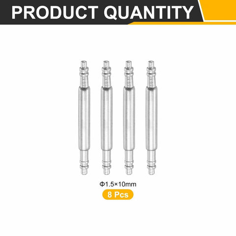Straight Up Premium Stainless Steel Watch Spring Bars 10Mm Wide With 1 5Mm Thickness 8 Piece Kit silver tone double flange pins.