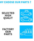 Infographic comparing selected high-quality and factory OEM parts with vehicle outlines.